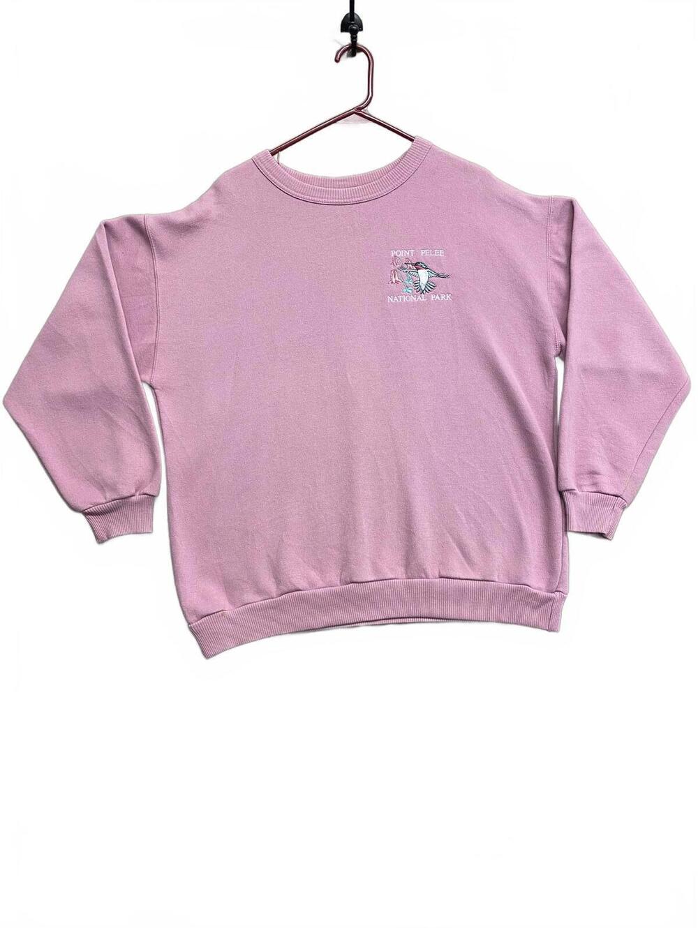 Vtg Y2K Point Pelee National Park Embroidered Pink Sweatshirt Marshland Tag Sz M